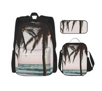 BGSHJVF Cartoon Pigeon Print Travel Backpack Set,Stylish 600d Oxford Cloth,Insulated Lunch Bag and Makeup Bag,Black,One Size, blackone, One Size