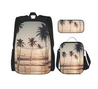BGSHJVF Cartoon Pigeon Print Travel Backpack Set,Stylish 600d Oxford Fabric,Insulated Lunch Bag,And Cosmetic Pouch, Black, One Size