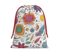 BGSHJVF Colorful Hand Drawn Feathers On White Print Holiday Drawstring Gift Bags,Christmas Gift Wrapping Sacks Pouches For Xmas Presents Party Favor