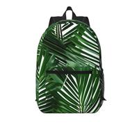 BGSHJVF Cute Green Palm Leaves Print Stylish Travel Backpack, Large Capacity Laptop Bag, Suitable For Work, Travel And Gym, Black, One Size, blackone, One Size