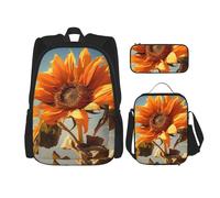 BGSHJVF Cute Sunflower Print Travel Backpack 600D Oxford Fabric Stylish Cooler Bag and Cosmetic Bag Black One Size Black Single Tail Black Rozmiar Uniwersalny, Black, Rozmiar Uniwersalny, blackone