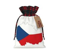Bgshjvf Czech Republic Flag Map Print Christmas Drawstring Linen Gift Bag, Gift Bags Multiple Sizes for Gift and Decorate