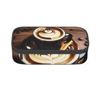 BGSHJVF Delicious Oxford Cloth Pencil Case with Heart and Coffee with Multiple Compartments, Elegant Design, Black, Talla única, Trendy, blackone, Talla única, Trendy