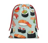BGSHJVF Delicious Sushi Print Holiday Drawstring Gift Bags, Christmas Gift Wrap Sacks Bags for Christmas Gifts Party Gift