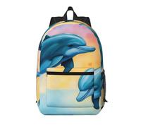 BGSHJVF Dolphins In Love Print Stylish Travel Backpack, Large Capacity Laptop Bag, Suitable For Work, Travel And Gym, Black, One Size, blackone, One Size