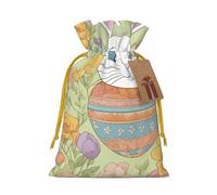 BGSHJVF Easter Bunny Floral Print Charming Gift Bag,Drawstring Pouches For Small Gifts,For Jewelry And Party Favors
