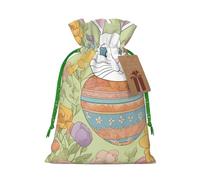 BGSHJVF Easter Bunny Floral Print Charming Gift Bag,Drawstring Pouches For Small Gifts,For Jewelry And Party Favors