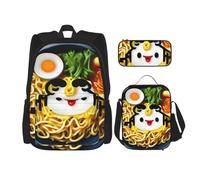 BGSHJVF Egg Print Ramen Noodles Backpack 600D Oxford Fabric Cooler Bag Black One Size Black One-Tail Black,Rozmiar Uniwersalny,Black,Rozmiar uniwersalny,Black,Rozmiar uniwersalny, Black, Rozmiar