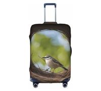 BGSHJVF Elastic Suitcase Cover with Bird's Nest Print, Luggage Protector with Unique Patterns, Fits Suitcases 45-92 cm, White, M