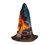 BGSHJVF Firefighter Fireman Flame Print Hooded Cloak For Men,Wizard,Vampire And Halloween Costumes,For Role Play And Parties