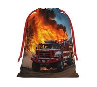 BGSHJVF Fireman Firefighter Flame Print Holiday Drawstring Gift Bags, Christmas Gift Wrap Sacks Bags for Christmas Gifts Party Gift