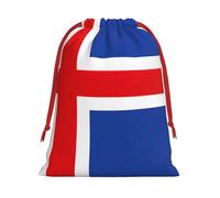 BGSHJVF Flag Of Iceland Print Holiday Drawstring Gift Bags,Christmas Gift Wrapping Sacks Pouches For Xmas Presents Party Favor