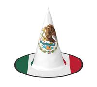 BGSHJVF Flag Of Mexico Print Trendy Witch Hat,Vintage Wicked Witch Accessories,Party Hats For Halloween Costumes