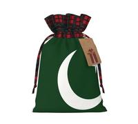 Bgshjvf Flag of Pakistan Print Christmas Drawstring Linen Gift Bag, Gift Bags Multiple Sizes for Gift and Decorate