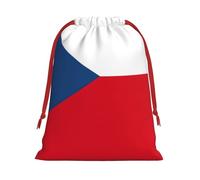 BGSHJVF Flag Of The Czech Republic Print Holiday Drawstring Gift Bags,Christmas Gift Wrapping Sacks Pouches For Xmas Presents Party Favor