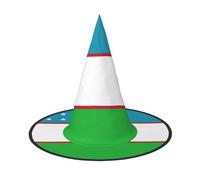 BGSHJVF Flag Of The Republic Of Uzbekistan Print Trendy Witch Hat,Vintage Wicked Witch Accessories,Party Hats For Halloween Costumes
