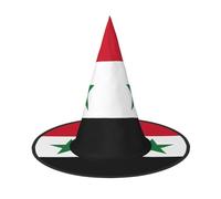 BGSHJVF Flag Of The Syrian Arab Republic Print Trendy Witch Hat,Vintage Wicked Witch Accessories,Party Hats For Halloween Costumes