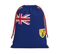 BGSHJVF Flag Of The Turks And Caicos Islands Print Holiday Drawstring Gift Bags,Christmas Gift Wrapping Sacks Pouches For Xmas Presents Party Favor