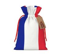 Bgshjvf French Flag Linen Gift Bag with Rope Drawstring Closure, with Kraft Paper Lifts, for Christmas, Birthdays, Parties