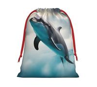 BGSHJVF Funny Dolphin Looking at You Design Drawstring Gift Bags Christmas Gift Bags for Christmas Gifts, Party Favors