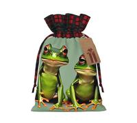 Bgshjvf Funny Green Frogs Print Christmas Drawstring Linen Gift Bag, Gift Bags Multiple Sizes for Gift and Decorate