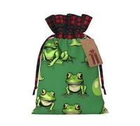 Bgshjvf Funny Green Frogs Print Christmas Drawstring Linen Gift Bag, Gift Bags Multiple Sizes for Gift and Decorate