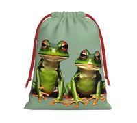 BGSHJVF Funny Green Frogs Print Holiday Drawstring Gift Bags,Christmas Gift Wrapping Sacks Pouches For Xmas Presents Party Favor