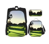 BGSHJVF Golf Course Print Travel Backpack 600D Oxford Fabric Makeup Lunch Bag Black One Size Black One Size Black Rozmiar Uniwersalny, Black, Rozmiar Uniwersalny, blackone, Rozmiar uniwersalny