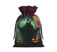 Bgshjvf Green Ghost Horror Halloween Pumpkin Print Christmas Drawstring Linen Gift Bag, Gift Bags Multi Size for Gift and Decoration