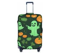 BGSHJVF Green Ghost Horror Halloween Pumpkin Print Elastic Suitcase Cover, Luggage Protector with Unique Patterns, Fits 45-90cm Suitcases, White, X-Large, White, XL
