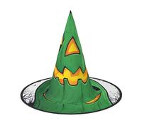 BGSHJVF Green Ghost Horror Halloween Pumpkin Print Trendy Witch Hat,Vintage Wicked Witch Accessories,Party Hats For Halloween Costumes