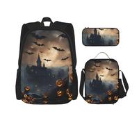 BGSHJVF Halloween Flying Bat Print Travel Backpack 600D Oxford Cloth Lunch Cooler Bag Cosmetic Bag Black One Size Black Single Tail Black Black Black,Black,Rozmiar Uniwersalny, blackone, Rozmiar