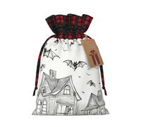 Bgshjvf Halloween Flying Bats Print Christmas Drawstring Linen Gift Bag, Gift Bags Multiple Sizes for Gift and Decorate