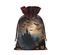 Bgshjvf Halloween Flying Bats Print Christmas Drawstring Linen Gift Bag, Gift Bags Multiple Sizes for Gift and Decorate