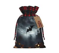 Bgshjvf Halloween Flying Bats Print Christmas Drawstring Linen Gift Bag, Gift Bags Multiple Sizes for Gift and Decorate