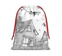 BGSHJVF Halloween Flying Bats Print Holiday Drawstring Gift Bags, Christmas Gift Wrap Sacks Bags for Christmas Gifts Party Gift