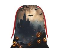 BGSHJVF Halloween Flying Bats Print Holiday Drawstring Gift Bags,Christmas Gift Wrapping Sacks Pouches For Xmas Presents Party Favor