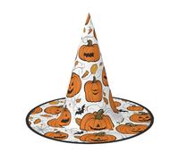 BGSHJVF Halloween Pumpkin Patterns Print Trendy Witch Hat,Vintage Wicked Witch Accessories,Party Hats For Halloween Costumes