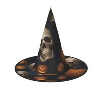 BGSHJVF Halloween Skull Print Trendy Witch Hat,Vintage Wicked Witch Accessories,Party Hats For Halloween Costumes
