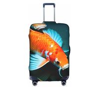 BGSHJVF Hd Koi Fish Print Elastic Suitcase Cover,Luggage Protector With Unique Patterns,Fits 18-32 Inch Suitcases, White, L
