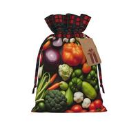 Bgshjvf Introducing Various Vegetables Print Christmas Drawstring Linen Gift Bag, Gift Bags Multiple Sizes To Give Away And Decorate