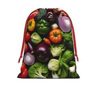 BGSHJVF Introduction Of Various Vegetables Print Holiday Drawstring Gift Bags,Christmas Gift Wrapping Sacks Pouches For Xmas Presents Party Favor