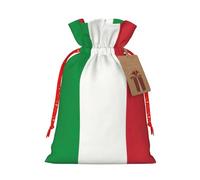 Bgshjvf Italian Flag Linen Gift Bag with Rope Drawstring Closure, with Kraft Paper Lifts, for Christmas, Birthdays, Parties
