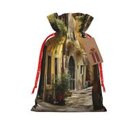 Bgshjvf Italian Old Street Linen Gift Bag with Rope Drawstring Closure, with Kraft Paper Lifts, for Christmas, Birthdays, Parties