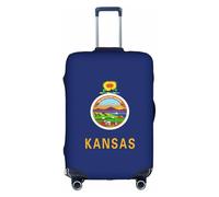 BGSHJVF Kansas State Flag Print Elastic Suitcase Cover, Luggage Protector with Unique Patterns, Fits Suitcases 45-92cm, White, S