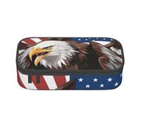 BGSHJVF Large Capacity American Flag Print Pencil Case, Oxford Cloth, Pen, Pen Organizer, Multiple Compartments Stylish Design, Black, Talla única, Modern, blackone, Talla única, comtemporary