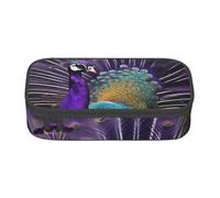BGSHJVF Large Capacity Oxford Cloth Multi-Compartment Pencil Case Purple Peacock Pattern, Black, Talla única, Trendy, blackone, Talla única, Trendy