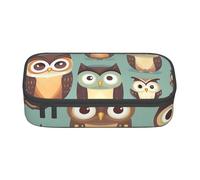 BGSHJVF Large Capacity Oxford Cloth Pencil Case with Owl Design and Multiple Compartments, Black, Talla única, Trendy, blackone, Talla única, Trendy