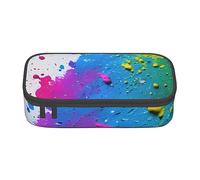 BGSHJVF Large Capacity Oxford Cloth Pencil Case with Paint Splash Design, Pencils, Multiple Compartments, Stylish Design, Black, Talla única, Trendy, blackone, Talla única, Trendy