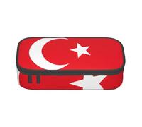 BGSHJVF Large Capacity Pencil Case Turkey Flag Print Oxford Cloth Pencil Case, Pencil Case, Multiple Compartments, Stylish Design, Black, Talla única, Trendy, blackone, Talla única, Trendy